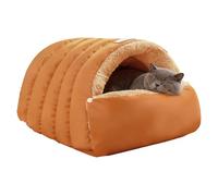 Katzenbett Höhle - Weiches Halb Umschlossenes Haus - Katzenbaby Schlafsack Nest | Kätzchen Hund Zuhause Reisen | Wohnzimmer Boden Hundezwinger Unterschlupf Innen, Plüsch Kuschelhöhle