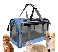 Katzentragetasche groß | Transportbox weich für Katzen & Kleine Hunde bis 9kg | Atmungsaktive Reisetasche faltbar für Flugzeug, Auto & Tierarzt | 46x30x30cm Polyester, Dunkelgrau.