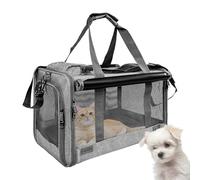 Katzentragetasche groß | Transportbox weich für Katzen & Kleine Hunde bis 9kg | Atmungsaktive Reisetasche faltbar für Flugzeug, Auto & Tierarzt | 46x30x30cm Polyester, Dunkelgrau.