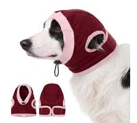 Katzinst Bufanda de tubo para perro, capucha para orejas, cancelación de ruido, amortiguación de sonido para operaciones de viaje, cuidado de hematoma de oreja, cómoda y elástica, color rojo, L