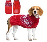 KATZINST Jersey para perros, suéter navideño para perros, forro polar con estampado de copo de nieve, para perros grandes, para Labrador Jack Russell Weimar, rojo, XL
