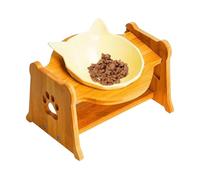 Katznacf - Barra de Gato Elevado de cerámica | Bowl de Alimentos Inclinado de 22.5 cm | Tazón de Comida de cerámica para Mascotas | Barra de Gato Que no es Deslizamiento para Comer