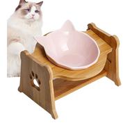 Katznacf - Barra de Gato Elevado de cerámica | Bowl de Alimentos Inclinado de 22.5 cm | Tazón de Comida de cerámica para Mascotas | Barra de Gato Que no es Deslizamiento para Comer