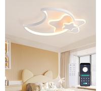 KAUCQI 45CM 34W Lampara Infantil Techo, Lámpara de techo Luna LED Regulable con Control Remoto 3000-6000K, Lámpara LED de Estrella Luces para habitacion de bebé Plafon Led Techo para Dormitorio