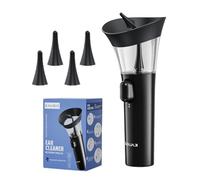 KAUGIC Limpiador de Cerumen - Limpiador de oídos manual con presión de agua de 7 m y 4 puntas de silicona duradera, depósito de aguas residuales integrado