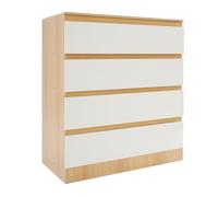 KAUITOPU Cómoda moderna con 4 cajones, de tablero de fibra de densidad media, 80 × 41 × 89 cm, para dormitorio, salón y oficina (color roble)