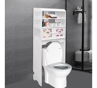 KAUITOPU Gabinete de baño de 4 niveles, armario de inodoro con patrón calado estante de baño para inodoros con una distancia de más de 0,78 pulgadas entre el inodoro y la pared 48 x 23 x 150 cm