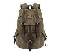 KAUKKO Lona Mochila de Ocio Bolso del Ordenador portátil Colegial Bolsa de Estudiante Paquete de Deportes al Aire Libre para Hacer Senderismo/Viajar/Acampar (Ejercito Verde)