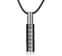 kaululu Collar Hombre Mujer Grabado 1-9 Nombres Personalizada Collar con Nombre para Pareja BFF Familia Amigos 22"(55cm) Cadena (Black, 7 Ring)