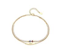 kaululu Tobillera Mujer Personalizada con Nombre y Piedra Natal Pulsera Tobillera Ajustable Capas con Grabado para Mamá, Abuela, Niña Joya Veraniega Playa ，2 Nombre