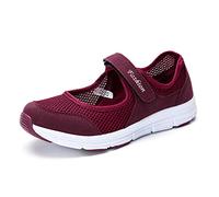 Kauson Mujer Zapatillas de Deporte Fondo Plano Zapatos para Correr Sneakers Adhesión rápida Calzado de Malla Air Tacón 2cm
