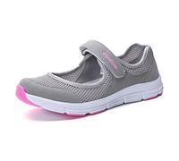 Kauson Mujer Zapatillas de Deporte Fondo Plano Zapatos para Correr Sneakers Adhesión rápida Calzado de Malla Air Tacón 2cm