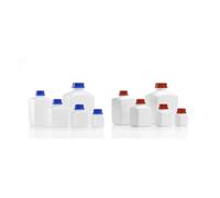 Kautex Serie 310 HDPE - Botella rectangular de cuello estrecho sin cierre, capacidad de 250 ml, color natural, 381 unidades