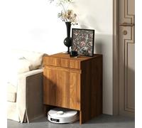 Kaverno Armario Oculto De Madera Maciza para Robot Aspirador, Gabinete De Almacenamiento con Puertas, Ahorro De Espacio con Tapa Extraíble para Cambio De Agua, para Dormitorio(Brown)