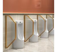 Kaverno Deflector De Pantalla De Privacidad De Urinario para Hombres con Marco De Acero Inoxidable, Tabique Separador De Urinario para Paredes para Escuelas/Centros Comerciales(Gold,4pcs)