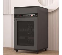 Kaverno Gabinete De Componentes De Vídeo, Gabinete De Audio HiFi Madera Maciza, Gabinete AV Moderno, Soporte Multimedia con Rueda De Freno For Amplificadores De Parlantes(Gray,52 * 55 * 108cm)