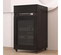 Kaverno Gabinete De Componentes De Vídeo, Gabinete De Audio HiFi Madera Maciza, Gabinete AV Moderno, Soporte Multimedia con Rueda De Freno For Amplificadores De Parlantes(Black,52 * 55 * 108cm)