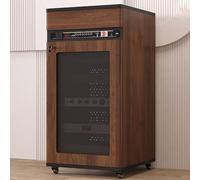 Kaverno Gabinete De Componentes De Vídeo, Gabinete De Audio HiFi Madera Maciza, Gabinete AV Moderno, Soporte Multimedia con Rueda De Freno For Amplificadores De Parlantes(Brown,52 * 55 * 108cm)