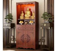 Kaverno Mesa de Altar de Meditación con Mueble de Bambú, Mueble de Altar con Espacio de Almacenamiento, Altares Budistas para Sala de Estar(70x33x170cm/28x13x67in)