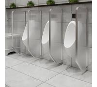 Kaverno Partición De Inodoro Montada En La Pared, Separador De Urinarios Separador De Inodoros Divisor De Tabique De Urinario De Vidrio Templado para Escuelas, Restaurantes, Hoteles(Silver,2pcs)