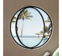 Kaverno Redondo Vaso Ventana del Cobertizo, La Ventana Circular Puede Girar 360 ° Ventanas Ventilación Iluminación Aleación Aluminio para Baño, Dormitorio, Sala Estar(Black+Transparent,70cm/27.5in)