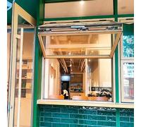 Kaverno Ventana De Aluminio Plegable con Doble Hoja Y Marco Inferior, Corredera para Café Y Restaurante, Incluye Película Solar Y Guantes(Gold,WxH 38x50in/96x127cm)