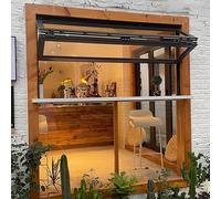 Kaverno Ventana De Aluminio Plegable con Doble Hoja Y Marco Inferior, Corredera para Café Y Restaurante, Incluye Película Solar Y Guantes(Black,WxH 12x20in/31x51cm)