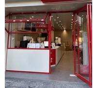 Kaverno Ventana De Aluminio Plegable para Tienda De Té con Leche, Ventana Corredera con Marco Inferior, Película Solar Y Guantes, Doble Ventana Vertical Personalizada(Red,WxH 22x28in/56x71cm)