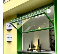 Kaverno Ventana Plegable De Aluminio con Película Solar Y Guantes, Ventanas Deslizantes con Marco Inferior, Ventanas De Servicio Personalizadas para Tiendas De Aperitivos(Green,WxH 16x20in/41x51cm)