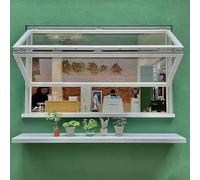 Kaverno Ventana Plegable De Aluminio, Ventanas Corredizas Plegables con Marco Inferior, Ventana De Servicio para Café Y Restaurante, Tipo Doble Vertical Personalizable(White,WxH 20x24in/51x61cm)