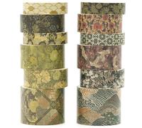 KAVI' S 12 Rollos Kyoto Washi Tape Set cinta adhesiva decorativa Washi Glitter Adhesivo de Cinta Decorativa para DIY Crafts Scrapbooking (Green Song)