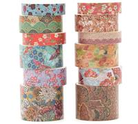 KAVI' S 12 Rollos Kyoto Washi Tape Set cinta adhesiva decorativa Washi Glitter Adhesivo de Cinta Decorativa para DIY Crafts Scrapbooking (Incense & Fireworks)