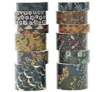 KAVI' S 12 Rollos Kyoto Washi Tape Set cinta adhesiva decorativa Washi Glitter Adhesivo de Cinta Decorativa para DIY Crafts Scrapbooking (Azure Tranquility)
