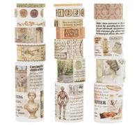 KAVI' S 18 rollos Washi Tape Set, Cinta Vintage Adhesivo Decorativo Obra de Arte Inspirada Hoja de Oro Masking Tapes para Artes, Bullet Journal, Scrapbooking, Bricolaje (colecciones de historias)