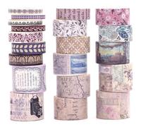 KAVI' S 20 rollos Washi Tape Set, Cinta Vintage Adhesivo Decorativo Obra de Arte Inspirada Hoja de Oro Masking Tapes para Artes, Bullet Journal, Scrapbooking, Bricolaje, Embalaje (Anna's Letters)