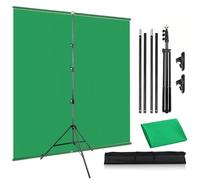 Kavier Greenscreen - Kit de fondo con trípode (2 x 1,5 m, barra transversal superior inferior para mayor estabilidad)