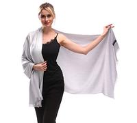 KAVINGKALY Mujeres Sparkling hilo de Seda Metálica Suave Pashmina Grandes Mantones y Wraps Bufanda para Vestidos de Noche (Plata)