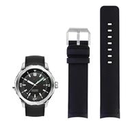 KAVJU Adecuado para reloj IWC Aquatimer Family series IW376805 Cousto IW329001 correa de goma de liberación rápida 22mm accesorios para hombres(Black-silver buckle)
