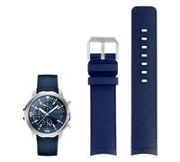 KAVJU Adecuado para reloj IWC Aquatimer Family series IW376805 Cousto IW329001 correa de goma de liberación rápida 22mm accesorios para hombres(Blue-silver buckle)