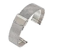 KAVJU Correa de acero inoxidable 18mm 20mm 22mm 24mm 1,0 correa de malla de alambre grueso accesorios de reloj de longitud ajustable correas de reloj(Silver,20mm)