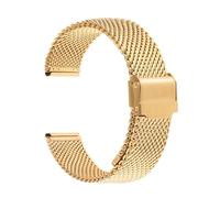 KAVJU Correa de malla milanesa de 1,0 mm 18 mm 20 mm 22 mm 24 mm Correa de reloj Pulsera de acero inoxidable de 3 mm de espesor Pulsera con hebilla plegable universal Correas de reloj(Gold,24mm)