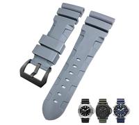 KAVJU Correa de reloj de goma natural de 24mm y 26mm apta para Panerai PAM, correa de silicona roja y azul para reloj, herramientas para pulseras impermeables(Gray black,24mm)