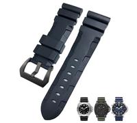 KAVJU Correa de reloj de goma natural de 24mm y 26mm apta para Panerai PAM, correa de silicona roja y azul para reloj, herramientas para pulseras impermeables(Blue black,26mm)