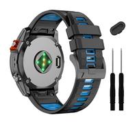 KAVJU Correa de reloj Quickfit Fenix 7X 6X Pro 5X Plus de 26 mm, correa de silicona suave para Garmin Enduro 2/Descent MK2i/MK3i 51 mm/Tactix 7Pro/Epix Pro 51 mm(Black Blue)