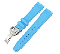 KAVJU Correas de reloj FKM de goma fluorada suave, 20mm, 21mm, 22mm para IWC Big Pilot Portofino, herramientas de correa de reloj de caucho Natural(Light Blue Square,22mm)