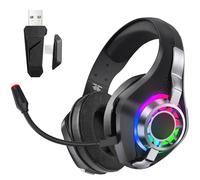Kavolet Auriculares Inalámbricos para Juegos con Impresionante Calidad de Sonido y Comunicación Clara para Jugadores de PC, Auriculares Juegos con Iluminación RGB Comodidad Durante Todo el Día (Negra)