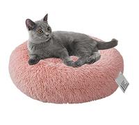 Kavolet Cama de Felpa para Gatos, Cama Redonda para Mascotas con Borde Elevado, Grietas Profundas, Fondo Impermeable Gatos, Perros Pequeños, Cálida y Acogedora Alfombra (Rosa-diámetro 50cm)