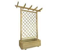 Kavolet Jardinera con Enrejado, pérgola con macetero, Enrejado de jardín, Jardinera con Enrejado y Estante de Techo, Jardinera para Plantas trepadoras y cesteras, parterres, 162 x 56 x 204 cm, Madera