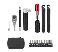 Kavolet Kit de Reparación de Neumáticos Bicicleta, Llave Trinquete Fácil Usar con Mini Bomba Aire para Entusiastas del Ciclismo, Acero S2, 10 Puntas (Juego herramientas llave trinquete)