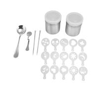 Kavolet Plantillas para Arte Latte Plantillas para Decoración de café Pluma Tallar café Pluma Arte en con Leche de Acero Inoxidable Juego 21 Piezas con Cucharas